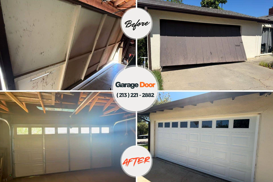Before and after: garage door spring repair Estherville, IA